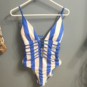 Urban Outfitters Blue Striped Swimsuit "OUT FROM UNDER"